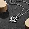 304 Stainless Steel Crystal Rhinestone Heart Pendant Cable Chain Necklaces for Women LS-NJEW-Z056-01B-P-1