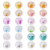 22Pcs 11 Styles Transparent Hand Painting Acrylic Beads OACR-TA0001-29-1