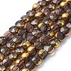 Half Plated Electroplate Transparent Glass Beads Strands EGLA-E060-02A-HP03-1
