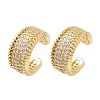C-Shaped Brass Micro Pave Clear Cubic Zirconia Cuff Earrings EJEW-L316-01G-07-4