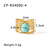 304 Stainless Steel with Synthetic Turquoise Cuff Open Rings WGD4E42-04-1
