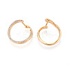 Brass Micro Pave Clear Cubic Zirconia Ring Hoop Earrings EJEW-T048-38G-2