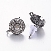 Brass Micro Pave Cubic Zirconia Stud Earring Findings LS-ZIRC-E132-13A-B-2
