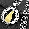 Ring with Virgin Mary 201 Stainless Steel Pendant Necklaces for Men Women NJEW-K283-23G-1