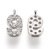 Brass Micro Pave Clear Cubic Zirconia Charms ZIRC-L075-60A-09P-1