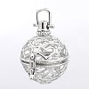 Round with Heart Brass Hollow Cage Pendants KK-P026-08P-NR-1