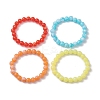 4Pcs 4 Colors Acrylic Imitation Jade Round Beaded Stretch Bracelets Set BJEW-JB10150-1