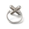 Letter Brass Micro Pave Clear Cubic Zirconia Open Cuff Ring for Women RJEW-N046-03X-P-3