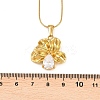304 Stainless Steel Pave Clear Cubic Zirconia Flower Pendant Necklaces NJEW-H088-04G-4