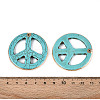 Dyed Synthetic Turquoise Peace Sign Pendants TURQ-T004-31A-3