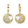 Left and Right Flat Round with Heart 304 Stainless Steel Dangle Earrings EJEW-L283-073G-1