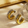 Elegant Stainless Steel Double Layer C-shaped Half Hoop Stud Earrings for Women YC0803-3-1