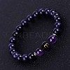 Aries Round Synthetic Blue Goldstone & Natural Amethyst Stretch Bracelets for Women Men EA3132-7-1
