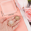 1Pc Flower Brass Pave Clear Cubic Zirconia Brooches JEWB-BBC0001-04-3