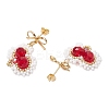 Handmade Glass Seed Beads Heart Stud Earrings EJEW-MZ00291-02-4