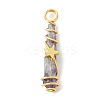 2Pcs Electroplated Natural Quartz Crystal Dyed Copper Wire Wrapped Pendants PALLOY-JF03164-01-3