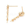 Flower Shape Brass Micro Pave Clear Cubic Zirconia Earring Findings KK-S356-436-NF-2