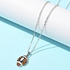 Zinc Alloy Topaz Rhinestone Sport Ball Pendant Cable Chain Necklaces NJEW-U024-01P-06-3