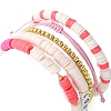 5Pcs 5 Style Polymer Clay Heishi & Word Love Beaded Stretch Bracelets Set BJEW-TA00297-4