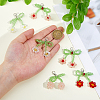 8Pcs 4 Styles Cherry Glass Pendant Decorations HJEW-HS0001-04-3