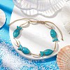 Natural Mixed Cowrie Shell with Synthetic Turquoise Beaded Anklets AJEW-AN00596-01-2