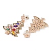 Christmas Tree Alloy Colorful Rhinestone & Plastic Pearl Dangle Stud Earrings for Women LS-EJEW-L203-09KCG-2