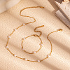 Simple and Elegant 304 Stainless Steel & Natural Freshwater Pearl Link Chain Bracelets & Necklaces Set for Women FO7311-1-1