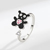 Brass Pave Cubic Zirconia Enamel Rotating Cuff Open Rings for Women FS-WGCF8B8-01-1
