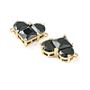 Brass Pave Cubic Zirconia Connector Charms KK-L208-04G-01-3