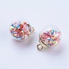 Glass Ball Pendants GLAA-G052-02G-2