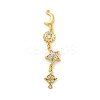 Rack Plating Brass Clear Cubic Zirconia Sun Moon Star Connector Charms KK-G513-40G-1