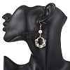 Printed Porcelain Round Dangle Earrings EJEW-JE06838-01-3