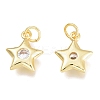 Brass Micro Pave Cubic Zirconia Charms KK-M206-30G-04-2