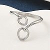 304 Stainless Steel Open Cuff Rings for Women RJEW-A079-05B-P-3