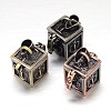 Carved Cube Rack Plating Brass Prayer Box Pendants KK-L101-21-1