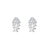 Cute Stainless Steel Animal Fish Bone Stud Earrings for Daily Wear UW5406-2-1