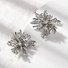 Flower Brass Micro Pave Clear Cubic Zirconia Stud Earrings EJEW-H171-01A-P-3
