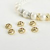 Brass Micro Pave Clear Cubic Zirconia Spacer Beads KK-K371-31G-2
