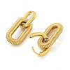 Grooved Oval 304 Stainless Steel Huggie Hoop Dangle Earrings for Women LS-EJEW-G392-01G-2