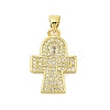 Cross Theme Rack Plating Brass Micro Pave Cubic Zirconia  Pendants KK-Z074-60G-1