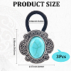 3Pcs Alloy & Resin Imitation Synthetic Turquoise Hair Ties OHAR-CY0001-10A-2