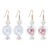 2 Pairs 2 Colors Lace Inside Glass Candy Ball Dangle Earrings EJEW-FI0001-15-1