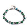 Synthetic Chrysocolla & Synthetic Hematite Round Beaded Bracelet BJEW-P339-02P-04-1