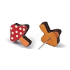 Natual Wood Easter Stud Earrings EJEW-C013-02C-1