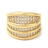 Brass Micro Pave Cubic Zirconia Open Cuff Rings RJEW-U008-44G-2