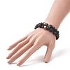 2Pcs 2 Style Natural Lava Rock & Brass Beaded Stretch Bracelets Set BJEW-JB09244-02-3
