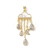 Brass Micro Pave Clear Cubic Zirconia with Natural Shell Pendants KK-L239-051G-02-1