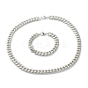 304 Stainless Steel Cuban Link Chain Bracelets & Necklaces Jewelry Sets SJEW-B019-03D-P-2