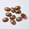 Printed Flower Picture Resin Cabochons GGLA-K001-13x18mm-06-1