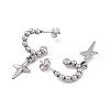 Tarnish Resistant 304 Stainless Steel Ring with Star Dangle Stud Earrings LS-EJEW-B018-03P-2